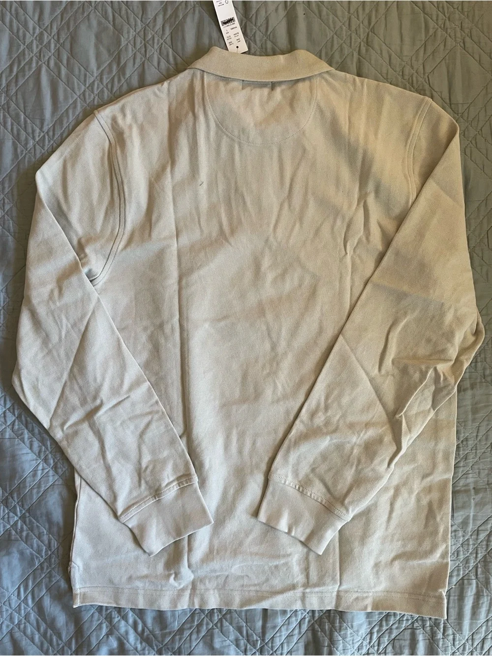 J. CREW Long-sleeve classic piqué polo shirt in Stone Size L NWD $89.50 BJ304
